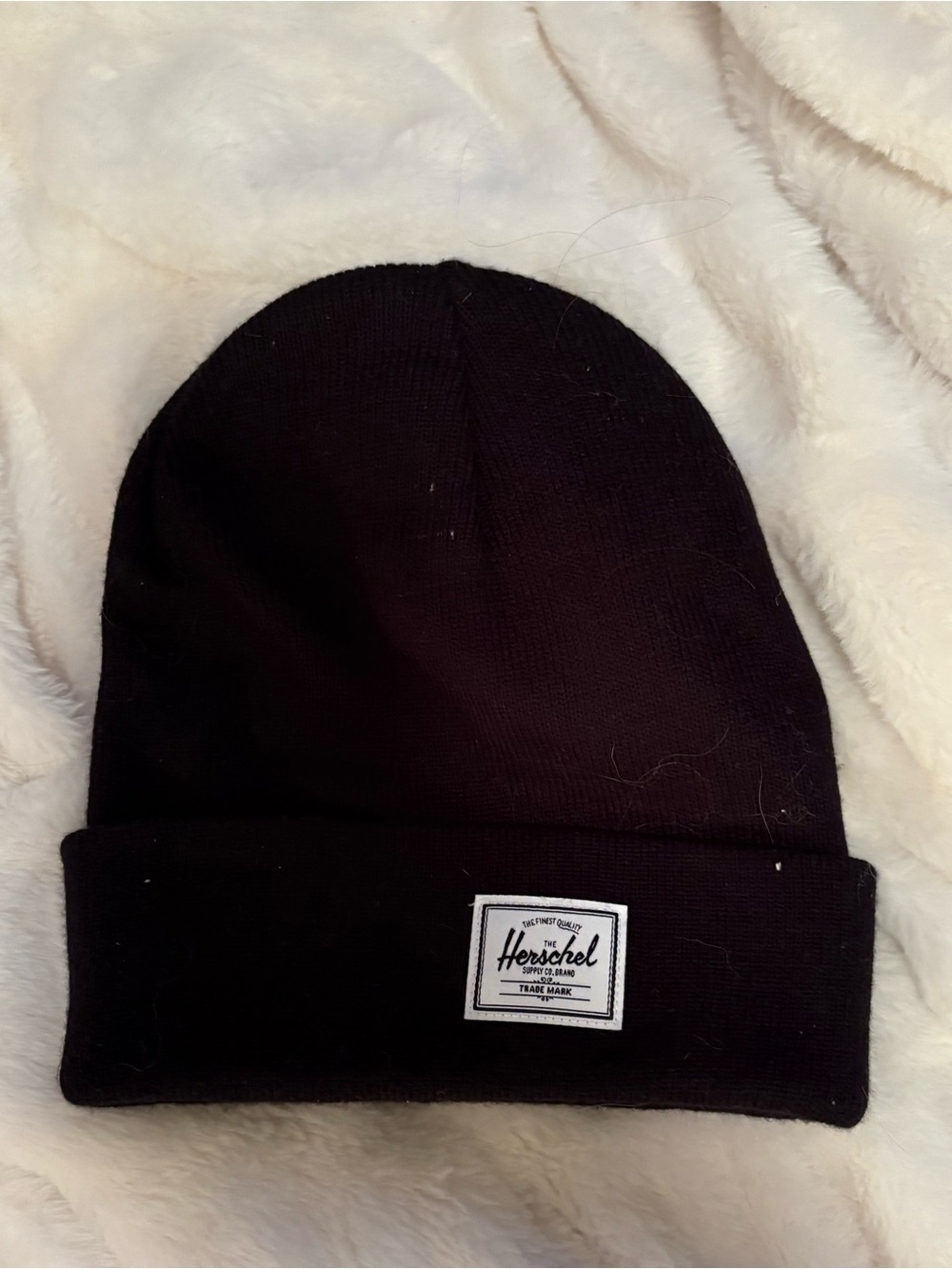 Herschel Supply Company Black Cuffed Beanie with Logo Patch
